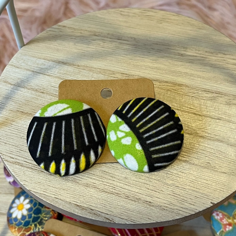 Ankara Fabric Button Earrings | Handmade | Lightweight | Bold Statement